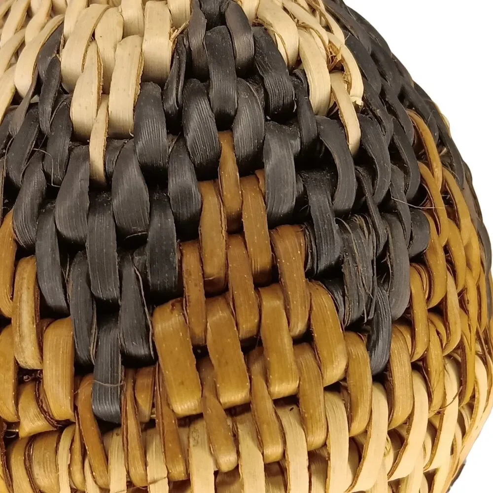 African Zulu Herb Container w/ Lid Hand Woven Herb Basket Ukhamba & Herbs 4x3.5